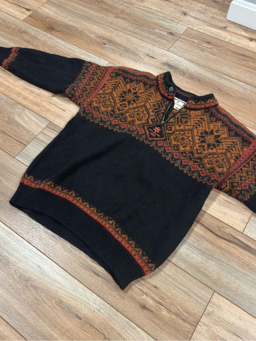 DALE OF NOWRAY Vintage Salt Lake 2002 Olympics Black Wool Sweater | Size Large